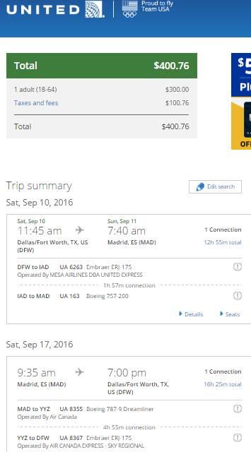 United strikes back DFW, PHX, CLT, PHL to Barcelona $388, Madrid $393 ...