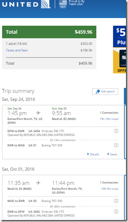 DFW-MAD $463 UA