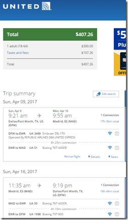 DFW-MAD UA $408 Apr17