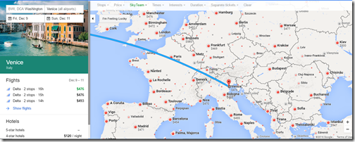 Google Flights BWI-DCA Europe mileage runs DL $400s