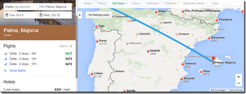 Google Flights DFW-Spain $400s DL