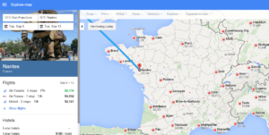 Google Flights UA BIZ fares to France