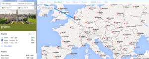 Google Flights fares ORD-Europe Nov4-6 United