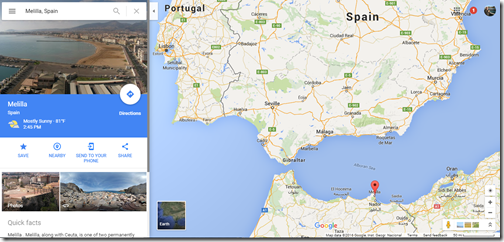 Google maps Melilla, Spain