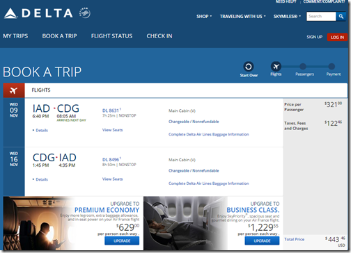 IAD-CDG $444 DL Nov9-16