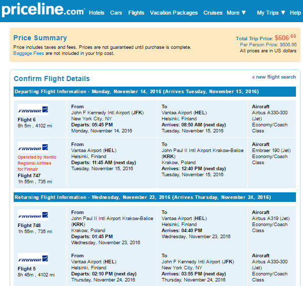 a screenshot of a flight schedule