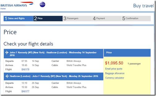 JFK-LHR $1095 Premium Econ BA Sep 14-26