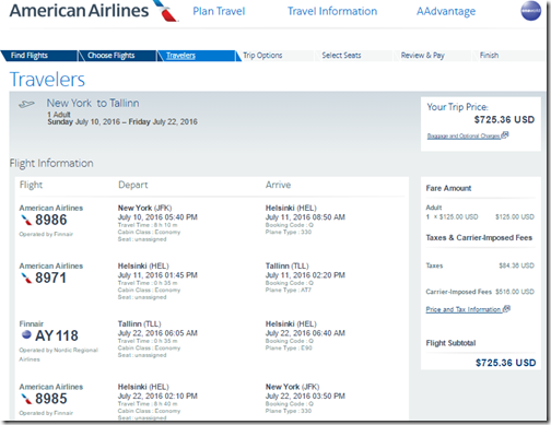 JFK-TLL $725 AA July