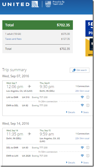 LAX-DEL $703 UA Sep7-14