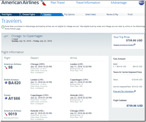 ORD-CPH $705 AA July