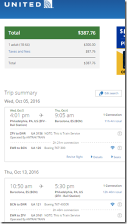 PHL-BCN $388 UA Oct5-13