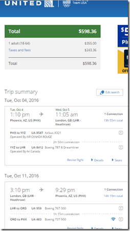 PHX-LHR $598 UA Oct4-11