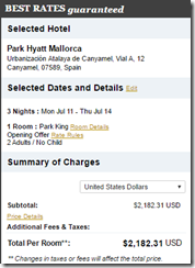 Park Hyatt Mallorca 3-night rate