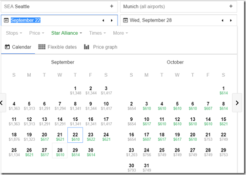 SEA-MUC Google Flights Sep-Oct