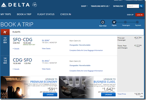 SFO-CDG $640 DL Mar7-14