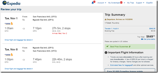 SFO-DPS $649 SQ Nov1-8