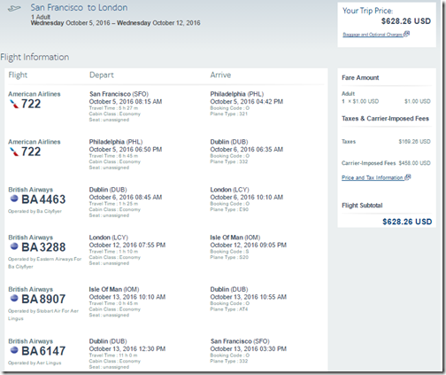 SFO-LCY London $629 AA