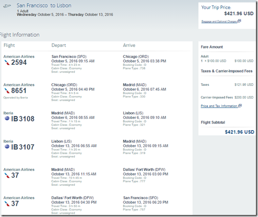 SFO-LIS $422 AA Oct5-13