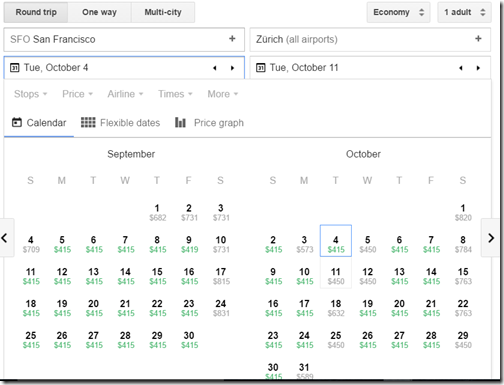 SFO-ZRH $414 Google Flights Sep-Oct