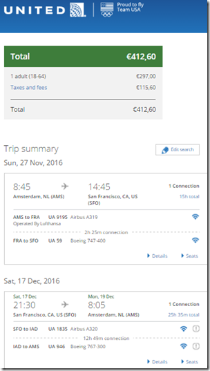 AMS-SFO $461 Nov 27-Dec 17 UA