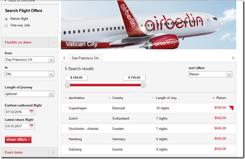 Air Berlin SFO special fares July 11