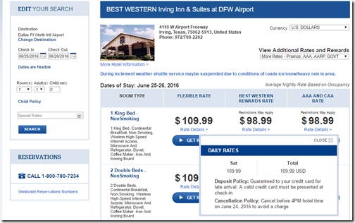 Best Western Irving DFW BW rates