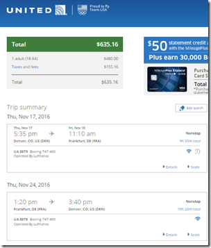 DEN-FRA $635 UA Nov17-24