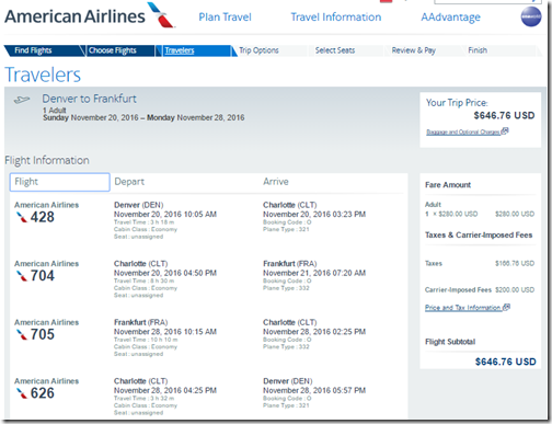 DEN-FRA $647 AA Nov 17-24