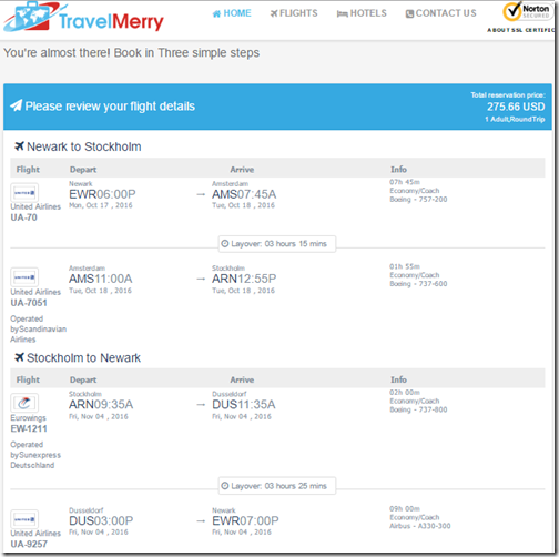 EWR-ARN $276 UA Oct 17-Nov4