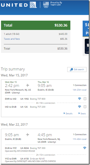 EWR-DUB $531 UA Mar15-22