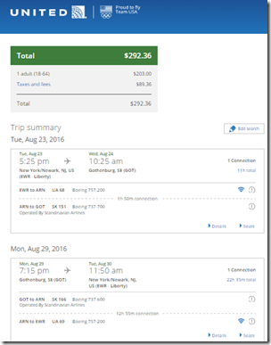 EWR-GOT $292 UA Aug 23-29