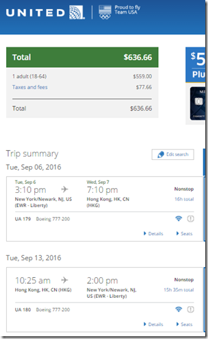 EWR-HKG $636 UA Sep 6-13