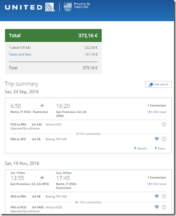 FCO-SFO $417 UA Sep 24-Nov19