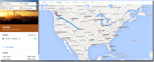 Google Flights Frontier Denver fares USA Oct 4