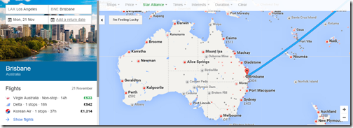 Google Flights LAX-Australia One Way Star Alliance $530