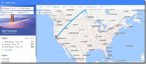 Google Flights Map OW BCN-USA $400