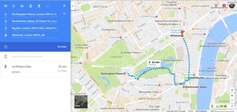 google maps london walking tour