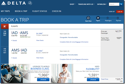 IAD-AMS $507 nonstop DL Oct 4-11