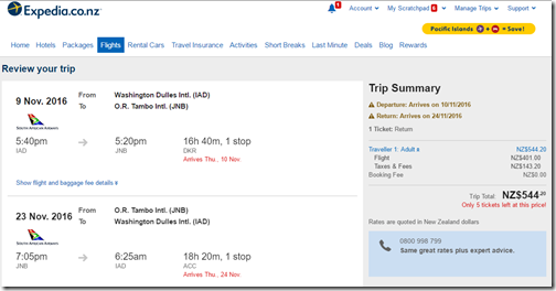 IAD-JNB $390 USD expedia.nz Nov9-23