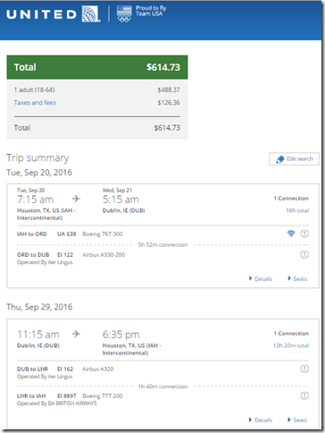 IAH-DUB $615 UA Sep20-29