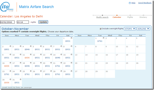 ITA Matrix  Airfare Search LAX-DEL CA