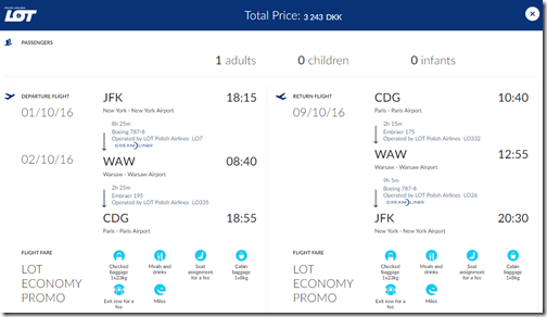 JFK-CDG $479DKK price LOT Oct1-9