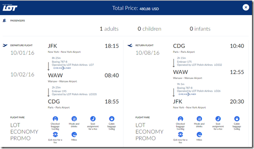 JFK-CDG $481 LOT Oct 1-9