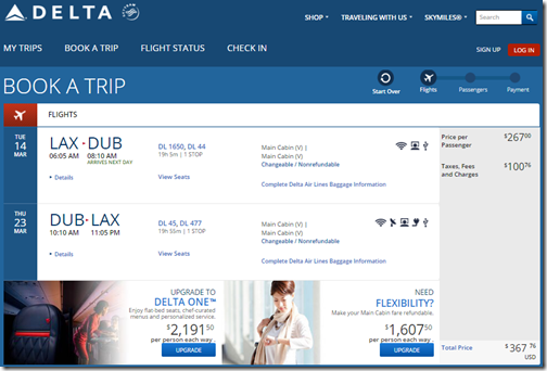 LAX-DUB $368 DL Mar 14-23