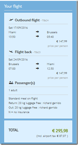 MIA-BRU $295.98 EUR jetairfly Sep17-24