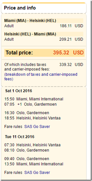 MIA-HEL $395 SAS Oct 1-11