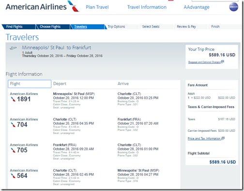 MSP-FRA $590 AA Oct 20-28