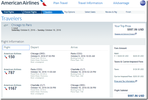 ORD-CDG $557 AA Oct8-16