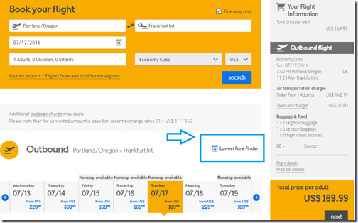 PDX-FRA $170 Condor July 7