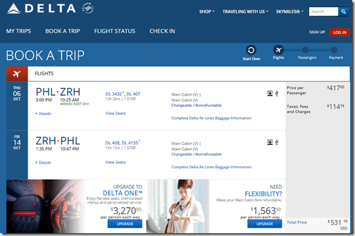 PHL-ZRH $531 DL Oct 6-14